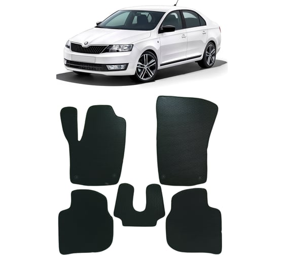 Ковры в салон автомобиля Eva Smart skoda rapid i 2012 - 2020 эва сота бежевые c красной окантовкой 1728-A1A7-S 1