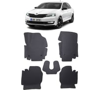 Ковры в салон автомобиля Eva Smart skoda rapid i вариант макси 3d 2012 - 2020 эва сота коричневые c серой окантовкой 3099-A6B1-S