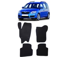 Ковры в салон автомобиля Eva Smart skoda roomster 2006 - 2015 эва сота чёрные c синей окантовкой 1730-B5B2-S