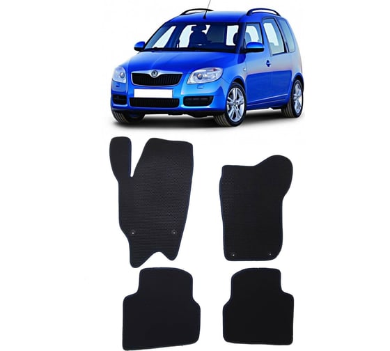 Ковры в салон автомобиля Eva Smart skoda roomster 2006 - 2015 эва сота серые c коричневой окантовкой 1730-B1A6-S