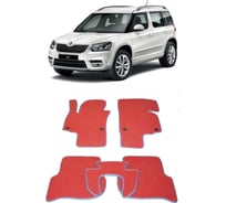 Ковры в салон автомобиля Eva Smart skoda yeti 2009 - 2018 эва сота чёрные c красной окантовкой 1733-B5A7-S