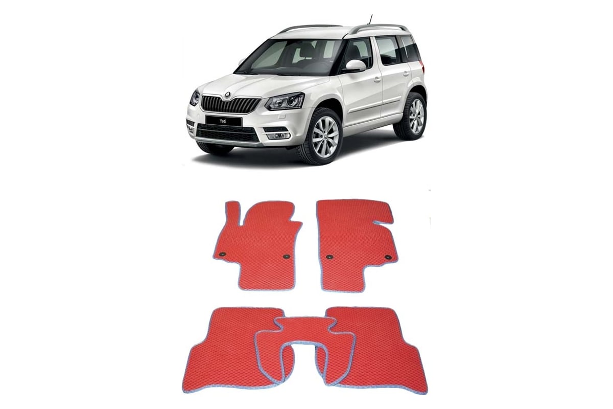 Ковры в салон автомобиля Eva Smart skoda yeti 2009 - 2018 эва сота серые c  черной окантовкой 1733-B1B5-S - заказать в интернет-магазине: цена,  описание, отзывы.