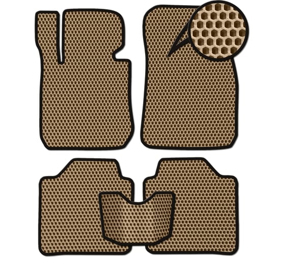 Ковры в салон автомобиля Eva Smart lexus rx iv 7мест 2015 - эва сота бежевые c черной окантовкой 3697-A1B5-S 1