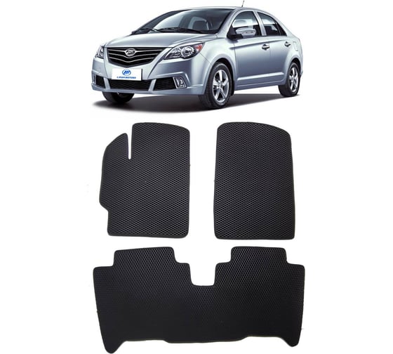 Ковры в салон автомобиля Eva Smart lifan celliy (530) 2014 - 2018 эва сота чёрные c серой окантовкой 1433-B5B1-S 1