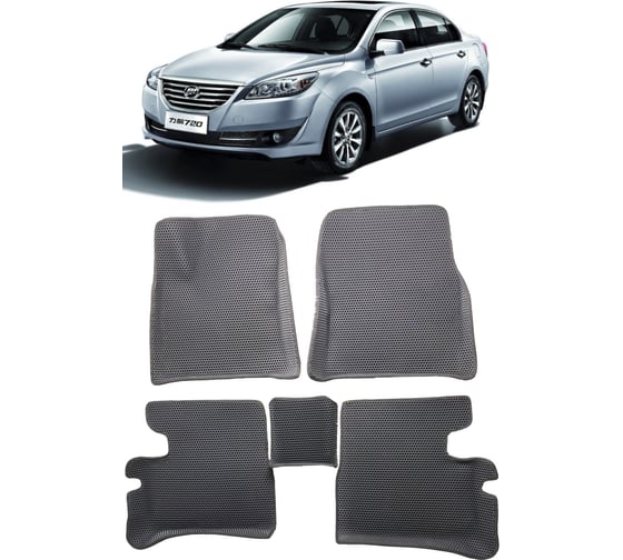 Ковры в салон автомобиля Eva Smart lifan cebrium (720) вариант макси 3d 2014 - 2018 эва сота чёрные c коричневой окантовкой 3412-B5A6-S 1