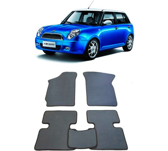Ковры в салон автомобиля Eva Smart lifan smaily (320) 2011 - 2015 эва сота коричневые c серой окантовкой 1435-A6B1-S