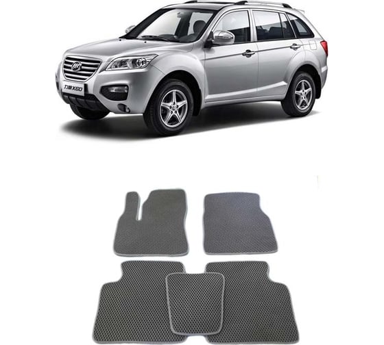 Ковры в салон автомобиля Eva Smart lifan x60 2012 - 2016 эва сота коричневые c синей окантовкой 1437-A6B2-S 1