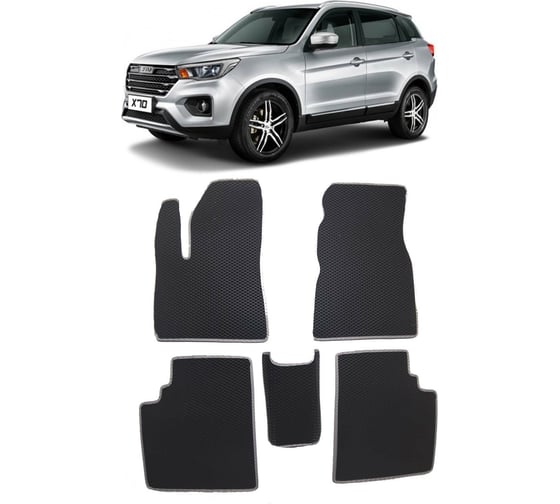 Ковры в салон автомобиля Eva Smart lifan x70 2017 - эва сота чёрные c серой окантовкой 2800-B5B1-S