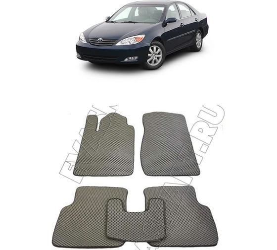 Ковры в салон автомобиля Eva Smart toyota camry v (xv30) 2001 - 2006 эва сота коричневые c синей окантовкой 1794-A6B2-S 1