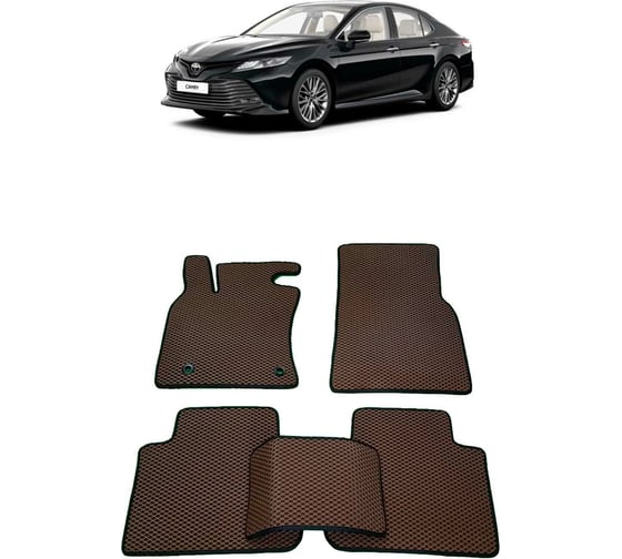 Ковры в салон автомобиля Eva Smart toyota camry viii (xv70) 2017 - эва сота коричневые c коричневой окантовкой 2675-A6A6-S 1