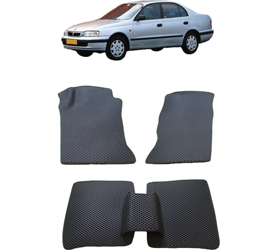 Ковры в салон автомобиля Eva Smart toyota carina e 1992 - 1997 эва сота коричневые c синей окантовкой 2880-A6B2-S 1