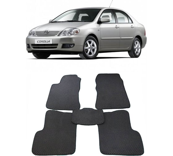 Ковры в салон автомобиля Eva Smart toyota corolla ix (e120, e130) 2001 - 2007 эва сота бежевые c синей окантовкой 1803-A1B2-S