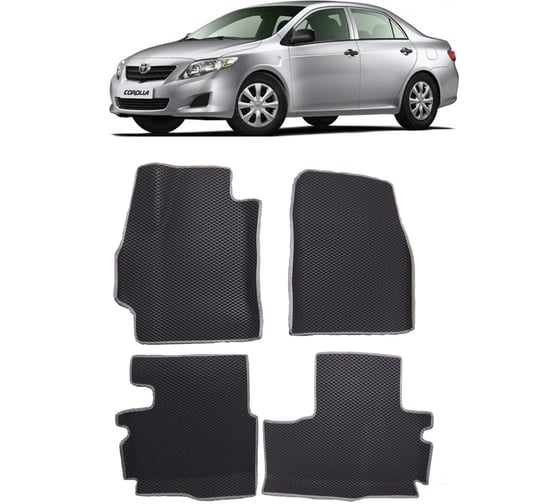 Ковры в салон автомобиля Eva Smart toyota corolla x (e140, e150) вариант макси 3d 2006 - 2013 эва сота коричневые c синей окантовкой 2959-A6B2-S 1