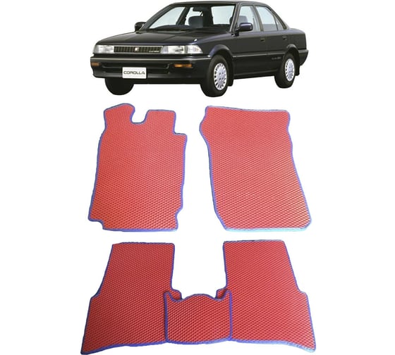 Ковры в салон автомобиля Eva Smart toyota corolla vi (e90) 1987 - 1991 эва сота коричневые c красной окантовкой 2469-A6A7-S