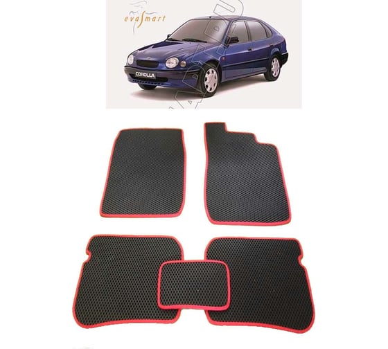 Ковры в салон автомобиля Eva Smart toyota corolla (e110) правый руль 1997 - 2000 эва сота бежевые c красной окантовкой 2222-A1A7-S