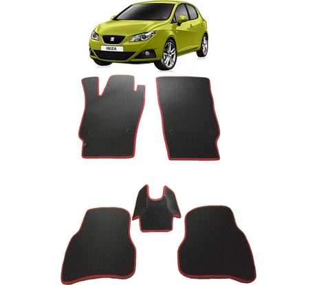 Ковры в салон автомобиля Eva Smart seat ibiza iv хэтчбек 2008 - 2017 эва сота чёрные c красной окантовкой 2491-B5A7-S