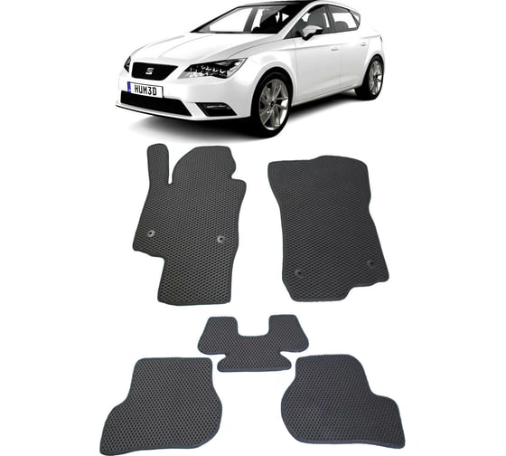 Ковры в салон автомобиля Eva Smart seat leon ii 2005 - 2012 эва сота серые c черной окантовкой 1717-B1B5-S 1