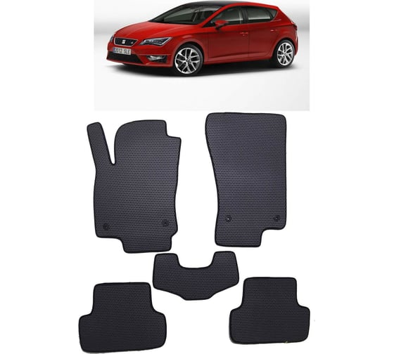 Ковры в салон автомобиля Eva Smart seat leon iii 2012 - 2020 эва сота бежевые c коричневой окантовкой 2445-A1A6-S 1