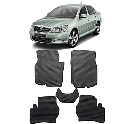 Ковры в салон автомобиля Eva Smart skoda octavia (a5) вариант макси 3d 2004 - 2013 эва сота коричневые c черной окантовкой 3181-A6B5-S