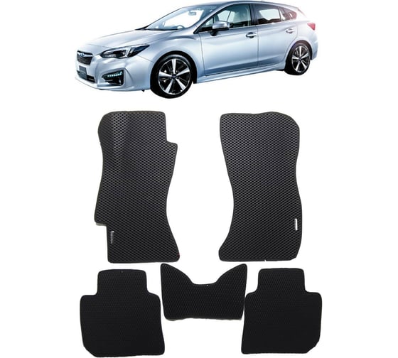 Ковры в салон автомобиля Eva Smart subaru impreza v 2016 - эва сота бежевые c синей окантовкой 3233-A1B2-S 1