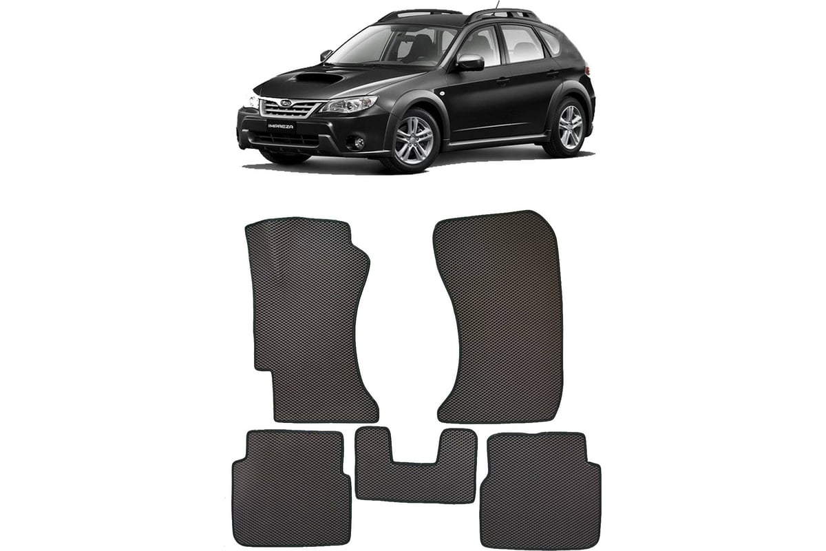 Ковры в салон автомобиля Eva Smart subaru impreza xv (gh) 2010 - 2011 эва  сота чёрные c бежевой окантовкой 3862-B5A1-S - заказать в  интернет-магазине: цена, описание, отзывов - 1.