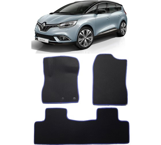 Ковры в салон автомобиля Eva Smart renault scenic iv grand 5мест 2016 - эва сота серые c черной окантовкой 3219-B1B5-S 1