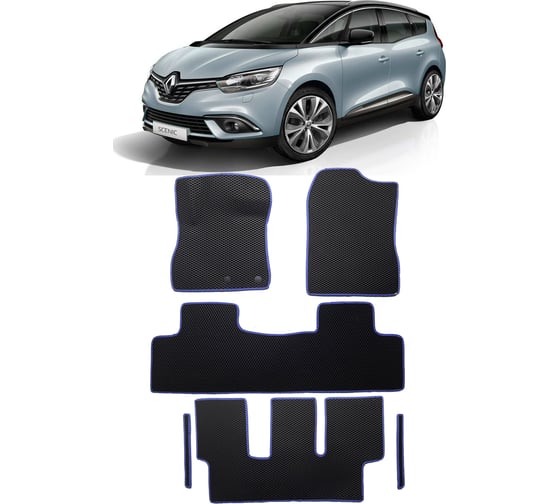 Ковры в салон автомобиля Eva Smart renault scenic iv grand 7мест 2016 - эва сота серые c серой окантовкой 3216-B1B1-S 1