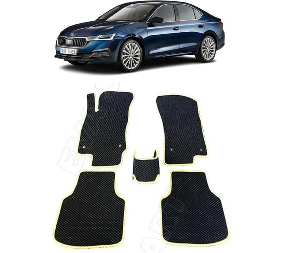 Ковры в салон автомобиля Eva Smart skoda octavia (a8) 2019 - эва сота серые c серой окантовкой 3332-B1B1-S 1