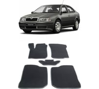 Ковры в салон автомобиля Eva Smart skoda octavia tour 1997 - 2010 эва сота коричневые c красной окантовкой 1726-A6A7-S