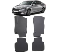 Ковры в салон автомобиля Eva Smart skoda superb iii 2015 - эва сота чёрные c серой окантовкой 2543-B5B1-S