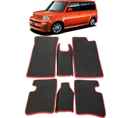 Ковры в салон автомобиля Eva Smart toyota bb правый руль 2000 - 2005 эва сота чёрные c черной окантовкой 2293-B5B5-S 1