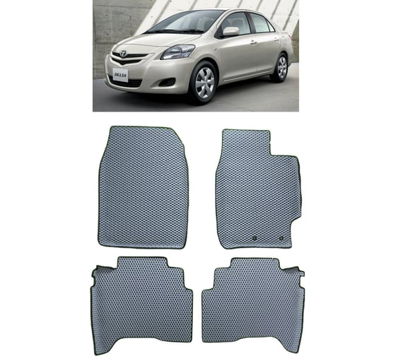 Ковры в салон автомобиля Eva Smart toyota belta правый руль вариант макси 3d 2005 - 2012 эва сота чёрные c красной окантовкой 3753-B5A7-S