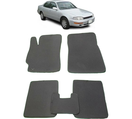 Ковры в салон автомобиля Eva Smart toyota camry (xv10) седан 1991 - 1997 эва сота чёрные c синей окантовкой 2627-B5B2-S 1