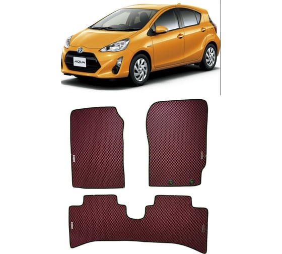 Ковры в салон автомобиля Eva Smart toyota aqua i правый руль рестайлинг 2014 - 2021 эва сота серые c коричневой окантовкой 3577-B1A6-S 1