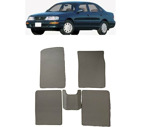 Ковры в салон автомобиля Eva Smart toyota avalon (xx10) правый руль 1994 - 1997 эва сота серые c бежевой окантовкой 3912-B1A1-S
