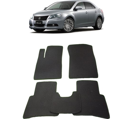 Ковры в салон автомобиля Eva Smart suzuki kizashi седан 2009 - 2014 эва сота коричневые c черной окантовкой 2635-A6B5-S 1