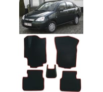 Ковры в салон автомобиля Eva Smart suzuki liana i 2001 - 2006 эва сота чёрные c коричневой окантовкой 3497-B5A6-S