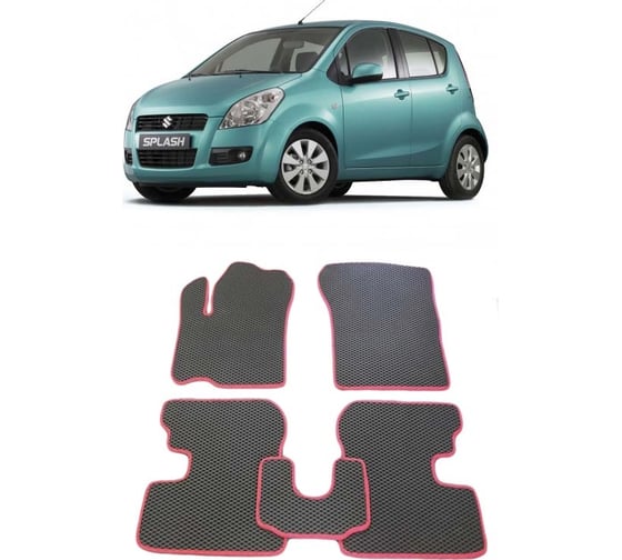 Ковры в салон автомобиля Eva Smart suzuki splash 2008 - 2015 эва сота чёрные c коричневой окантовкой 1778-B5A6-S 1