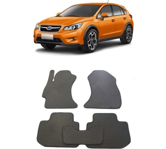 Ковры в салон автомобиля Eva Smart subaru xv 2011 - 2017 эва сота серые c синей окантовкой 1768-B1B2-S