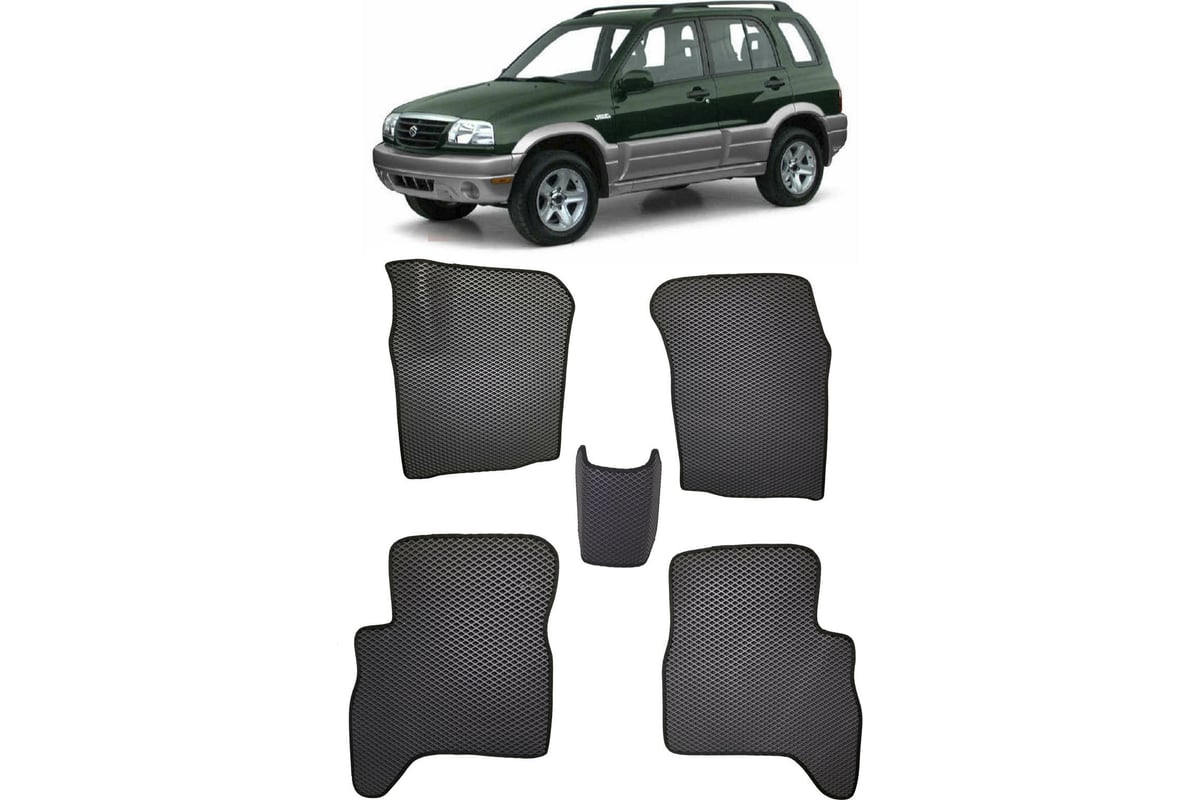 Ковры в салон автомобиля Eva Smart suzuki grand vitara ft 5дв рестайлинг  2000 - 2006 эва сота чёрные c бежевой окантовкой 2937-B5A1-S - заказать в  интернет-магазине: цена, описание, отзывов - 3.