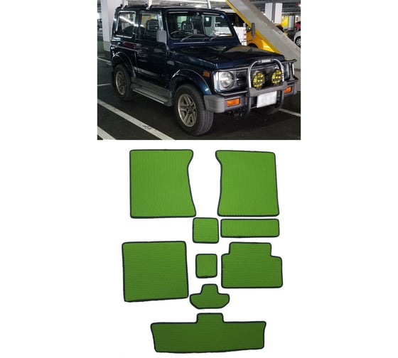 Ковры в салон автомобиля Eva Smart suzuki jimny sierra ii правый руль 3дв 1993 - 1995 эва сота чёрные c коричневой окантовкой 3071-B5A6-S 1
