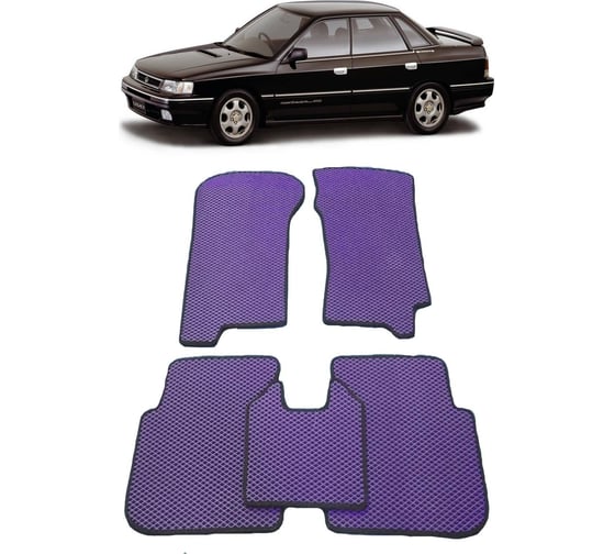Ковры в салон автомобиля Eva Smart subaru legacy i правый руль 1989 - 1994 эва сота чёрные c бежевой окантовкой 2538-B5A1-S 1