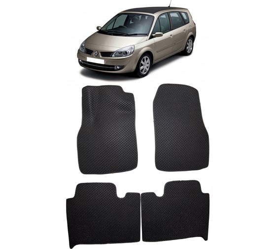 Ковры в салон автомобиля Eva Smart renault scenic ii grand 5мест 2003 - 2010 эва сота серые c бежевой окантовкой 2587-B1A1-S 1