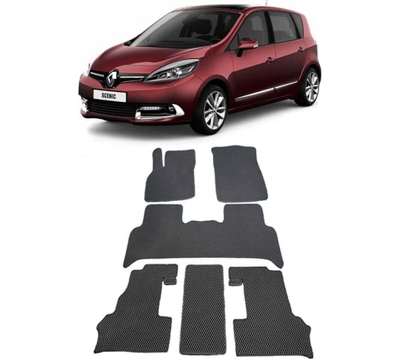 Ковры в салон автомобиля Eva Smart renault scenic iii grand 7мест 2009 - 2016 эва сота бежевые c серой окантовкой 1707-A1B1-S 1