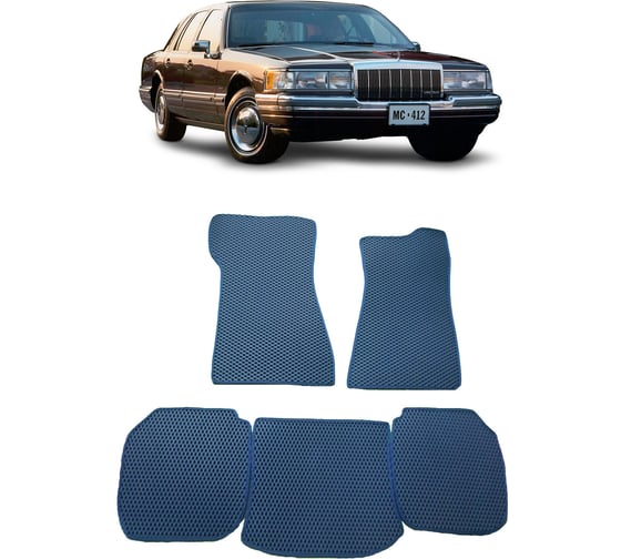 Ковры в салон автомобиля Eva Smart lincoln town car ii 1989 - 1997 эва сота коричневые c синей окантовкой 2900-A6B2-S 1