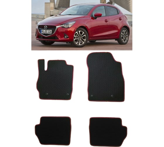 Ковры в салон автомобиля Eva Smart mazda 2 iii (dj) 2014 - 2019 эва сота серые c черной окантовкой 3416-B1B5-S 1