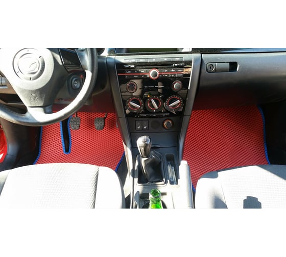 Ковры в салон автомобиля Eva Smart mazda 3 (bk) хэтчбек 2003 - 2009 эва сота чёрные c красной окантовкой 1442-B5A7-S