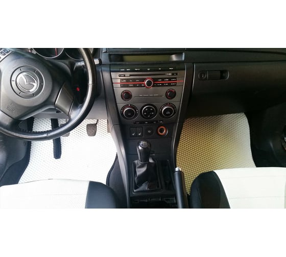 Ковры в салон автомобиля Eva Smart mazda 3 (bk) хэтчбек 2003 - 2009 эва сота чёрные c красной окантовкой 1442-B5A7-S
