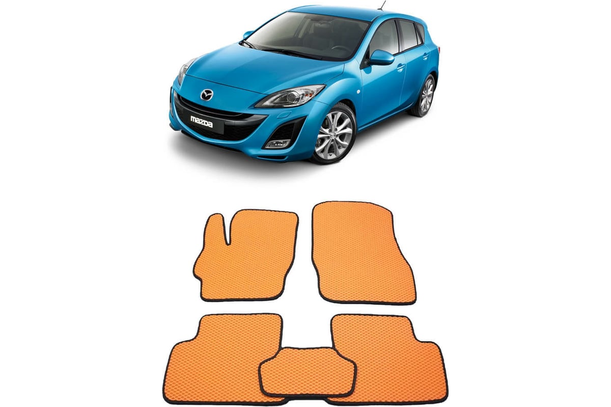 Ковры в салон автомобиля Eva Smart mazda 3 (bl) 2009 - 2013 эва сота чёрные  c красной окантовкой 1444-B5A7-S - заказать в интернет-магазине: цена,  описание, отзывы.