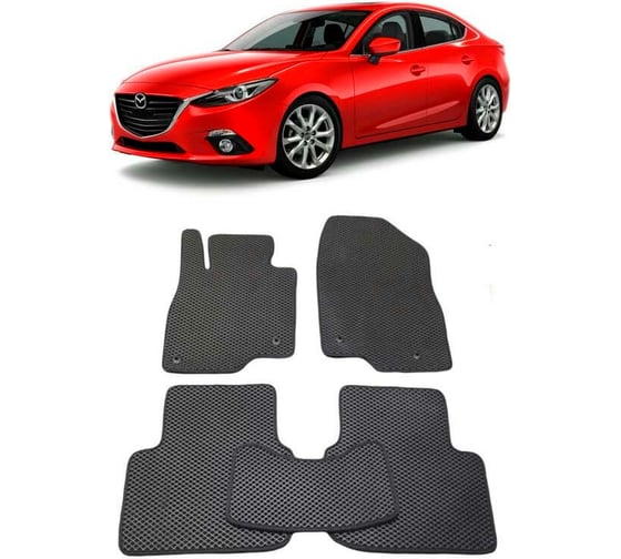 Ковры в салон автомобиля Eva Smart mazda 3 (bm) 2013 - 2019 эва сота коричневые c синей окантовкой 1445-A6B2-S
